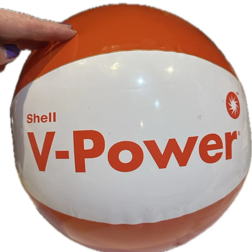 VTG RARE SHELL VPOWER INFLATABLE BEACH BALL EMPLOYEE PERK GIFT COLLECTIBLE PROMO